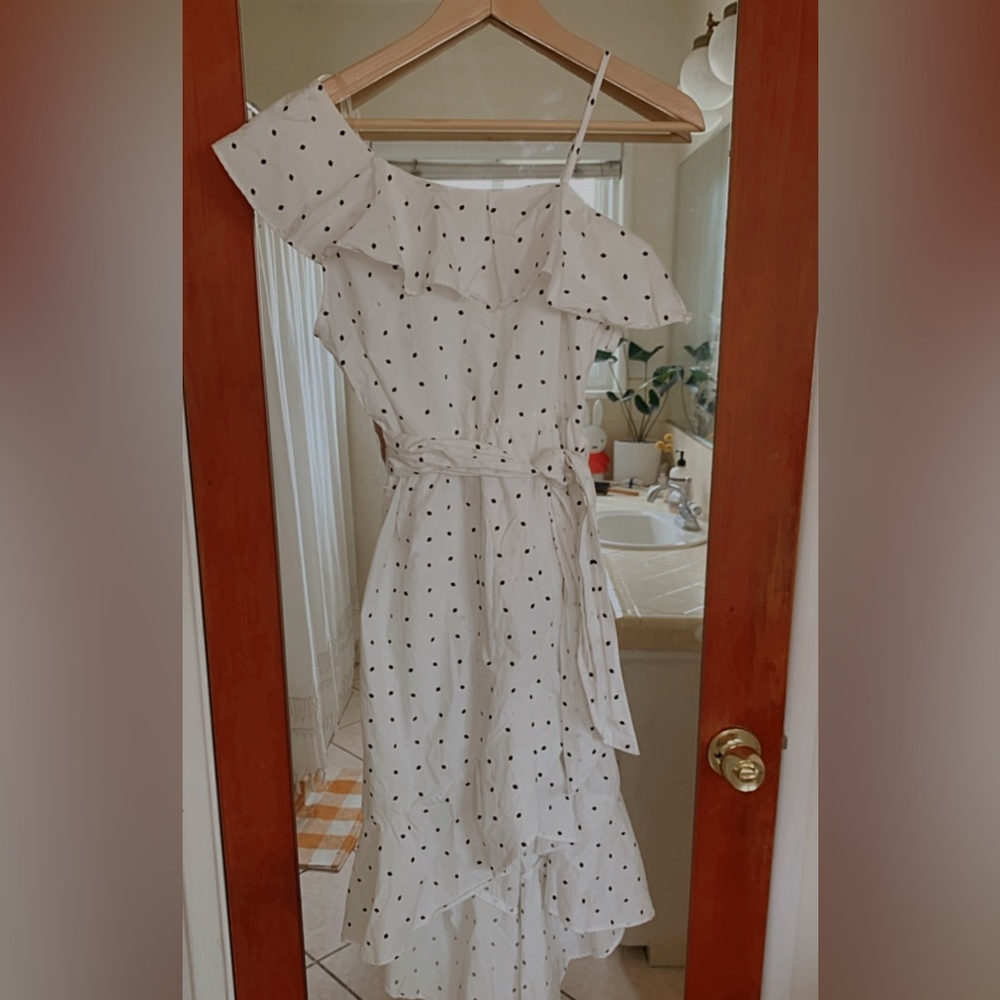 Farrow Asymetical Ruffle Black and White Spring Summer Dress